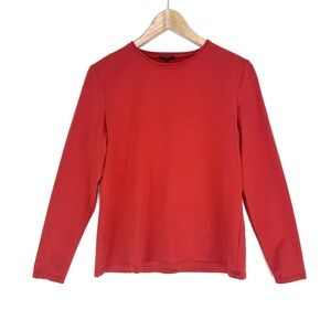 Lafayette 148 Long Sleeve T Shirt Large Red Stretch Basic - Fair Condition